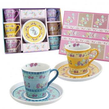 Taza café set6 Flor Romántica