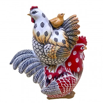 Gallo Pollitos Figura - 16cms